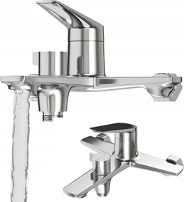 Kád- És Zuhanycsaptelep Fürdőszoba Csaptelep Sárgaréz Nave Króm