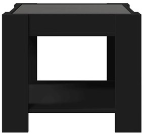 fekete szerelt fa dohányzóasztal LED-del 53 x 53 x 45 cm