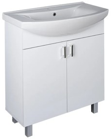 VivaStyle EKONOMIK 75 lábon álló 2 ajtós fürdőszobabútor Sanovit ZENON 6075 mosdóval 75 x 50 cm