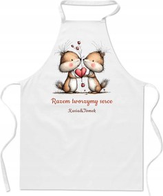 Valentin-napi konyhai kötény Ajándék Együtt alkotjuk a szívet Név