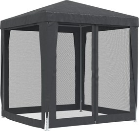 Antracitszürke HDPE rendezvénysátor 4 hálós oldalfallal 2 x 2 m