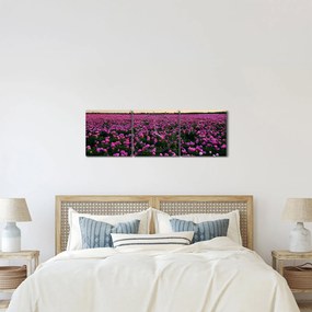 Kép - lila tulipánok rétje (órával) (90x30 cm)