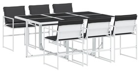 vidaXL 7 részes fehér textilén kerti étkezőgarnitúra párnákkal