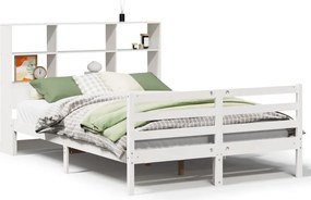 vidaXL fehér tömör fenyőfa könyvespolcos ágy matrac nélkül 140x190 cm