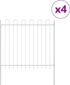 vidaXL Kerti Kerítés 4 pcs Fehér 6,8 x 1,5 m Porfestett acél
