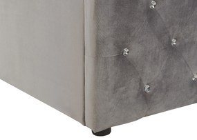 Szürke bársony ágyneműtartós franciaágy 140 x 200 cm AMIENS Beliani