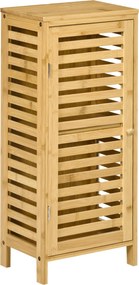 kleankin Fürdőszobai Szekrény, Fürdőszegély Szekrény Louvered Ajtóval, 2 Rekesszel, Tároló Szekrény Fürdőszobába és Nappaliba, Természetes, 30 x 19.9