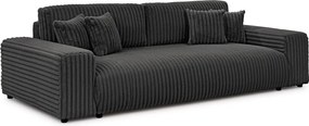 Sötétszürke kordbársony kinyitható-tárolóhelyes kanapé 260 cm Justin – Ropez