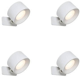 Set van 4 moderne wandlampen wit incl. LED oplaadbaar - Bright