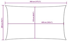 sárga téglalap alakú oxford-szövet napvitorla 2 x 4,5 m