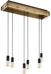 Eglo 43592 - Csillár zsinóron WOOTTON 6xE27/40W/230V