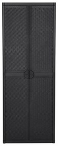 fekete PP rattan kerti tárolószekrény 65 x 45 x 172 cm