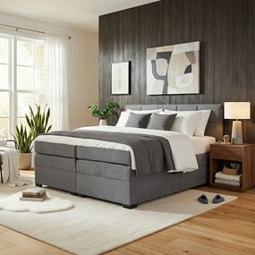 Boxspring ágy, 200x200, szürke, APRIL