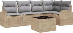 vidaXL Kerti Kanapé Szett 6 pcs Bézs és világosszürke polirattan