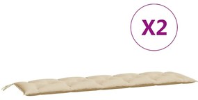 2 db bézs oxford szövet kerti padpárna 180 x 50 x 7 cm