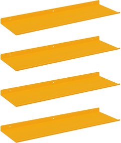 vidaXL Lebegő polc 4 pcs Mustár sárga 60 x 18 x 2,5 cm Acél