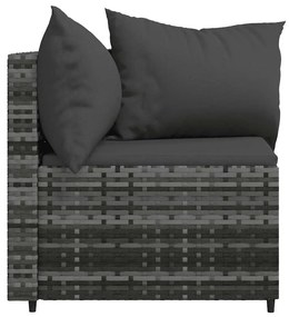 2 db szürke polyrattan kerti sarokkanapé párnával