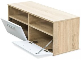 2 db tölgyfa színű/fehér faforgácslap TV szekrény 95x35x36 cm