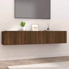 2 db barna tölgy színű szerelt fa TV-szekrény 80 x 30 x 30 cm