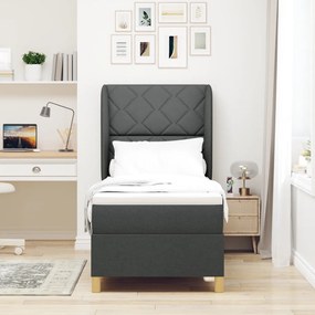 Boxspring Ágy Matracokkal Sötét Szürke 80x200 cm Szövet
