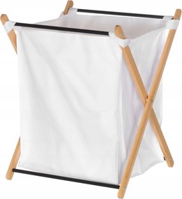 Fürdőszobai Textil Szennyestartó Kosár Bambusz Ágyráccsal A Fürdőszobába Fehér