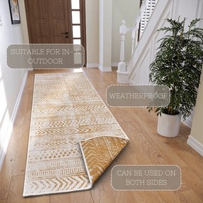 Okkersárga-fehér kültéri szőnyeg 80x350 cm Biri – NORTHRUGS