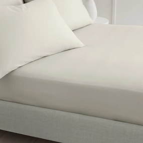 Bézs gumis pamut-perkál lepedő 185x200 cm Cotton Percale – Bianca