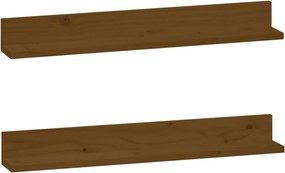 vidaXL 2 db mézbarna tömör fenyőfa falipolc 80 x 11 x 9 cm