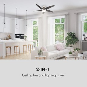 Klarstein Bolero, 55W, mennyezeti ventilátor lámpával, 134cm, diófa karok, távirányító