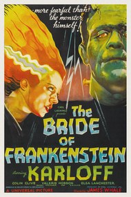 Festmény reprodukció The Bride of Frankenstein (Vintage Cinema / Retro Movie Theatre Poster / Horror & Sci-Fi), (26.7 x 40 cm)
