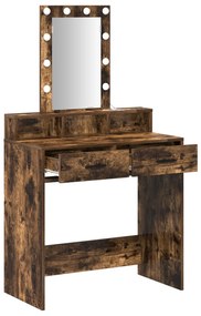 LED-es tükör Füstölt tölgyből 79x41x140 cm