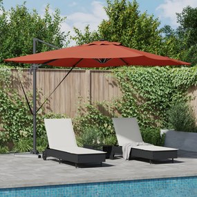 Roma Cantilever Napernyő LED lámpákkal, terrakotta - 286 x 285 x 270 cm, alumínium.