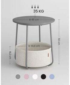 NOIRA oldalsó asztal, szürke/fehér