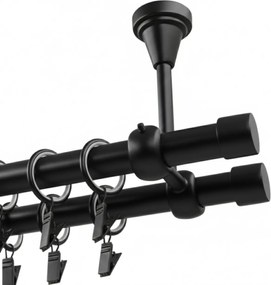 Dupla függönykarnis Fém Mennyezeti 19+19mm Fekete Matt 360cm Luna