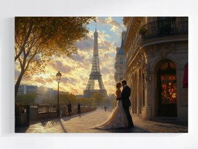 Poszter Párizs Város Eiffel-torony Pár Esküvő Szerelem 60x40