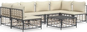 vidaXL 7 részes antracitszürke polyrattan kerti ülőgarnitúra párnákkal