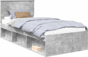 vidaXL Ágykeret fejtámlával Beton 90 x 200 cm Tömör fenyőfa