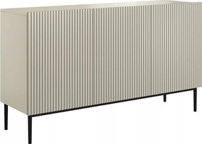 Nicole komód 150 cm háromajtós, díszített fronttal - kasmír / fekete lábak