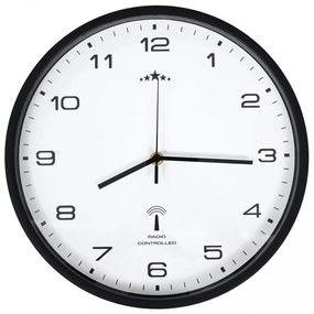 fehér és fekete rádióvezérelt falióra kvarcszerkezettel 31 cm