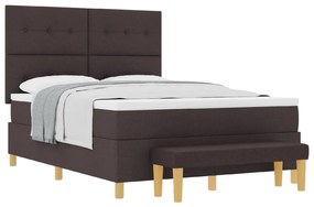 Bokszrugós Ágy Mattal és Pad Sötétbarna 160x200 cm Szövet