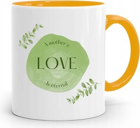 Sárga Bögre Ajándék Anyukáknak Love Is Eternal fényképes nyomattal