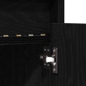 TV Szekrény LED Fénytartalmazó Fekete Rackkel, 100x34x50 cm, Műmászott Fából készült