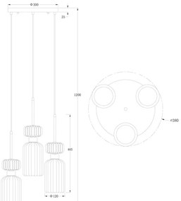 Csillár zsinóron MOLLY 3xE14/40W/230V átm. 38 cm színes