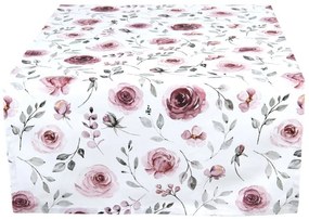 Rózsa virágos pamut asztali futó 50x140 cm Rustic Rose