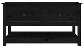 Fekete tömör fenyőfa dohányzóasztal 102 x 49 x 55 cm