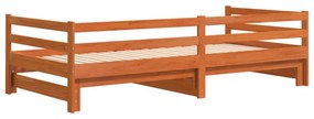 viaszbarna tömör fenyőfa kihúzható kanapéágy 80 x 200 cm