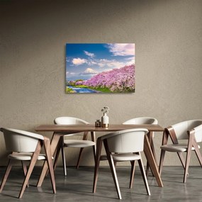 Kép - Japán tavaszi táj (üvegen) (70x50 cm)