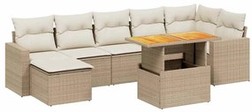 vidaXL 8 részes bézs polyrattan kerti ülőgarnitúra párnával