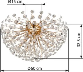 Globo 64135D1 Mennyezeti lámpa, fém arany színű, átlátszó K9 kristályok, ø: 600mm, M: 325mm, izzókkal/10676/: 6x G9 LED 3.5W 230V, 350lm forrás, 350lm kimenet, 3000K