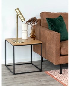 Vita tárolóasztal fekete acél kerettel és tölgyfa dekor asztallappal, 45 x 45 cm - House Nordic